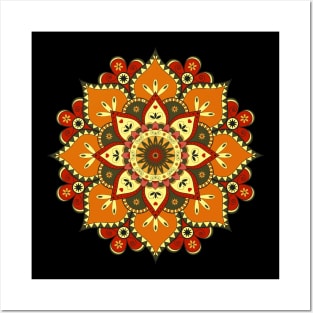 Orange Mandala Posters and Art